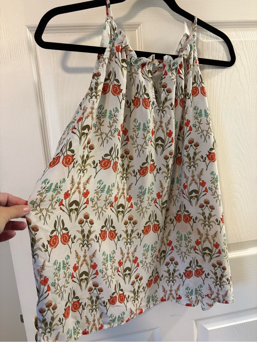 Floral White Circle Skirt with Orange & Green Print